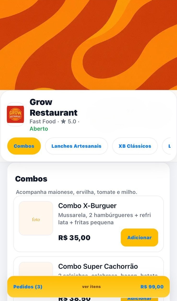 Dono de restaurante usando o painel do GrowFood